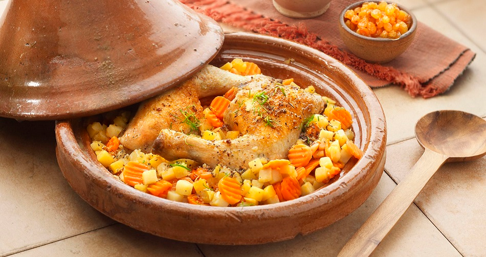 Photo of Morrocan style chicken and vegetables in a Tagine