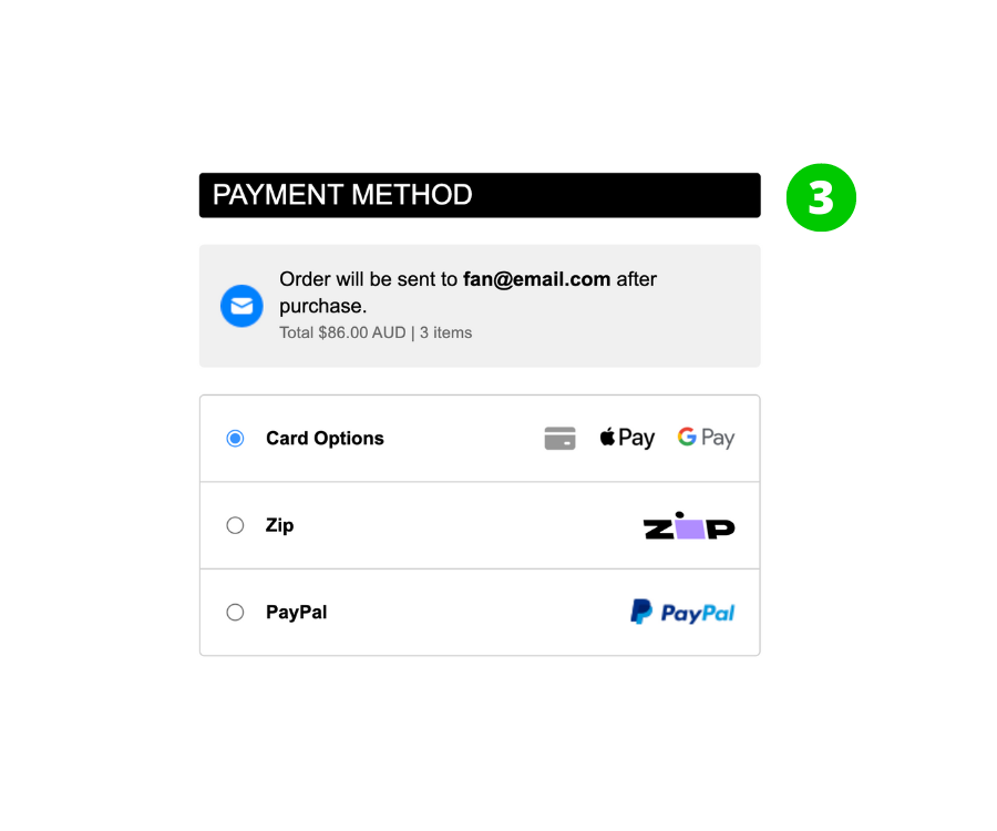 An image showing the payment options for an event