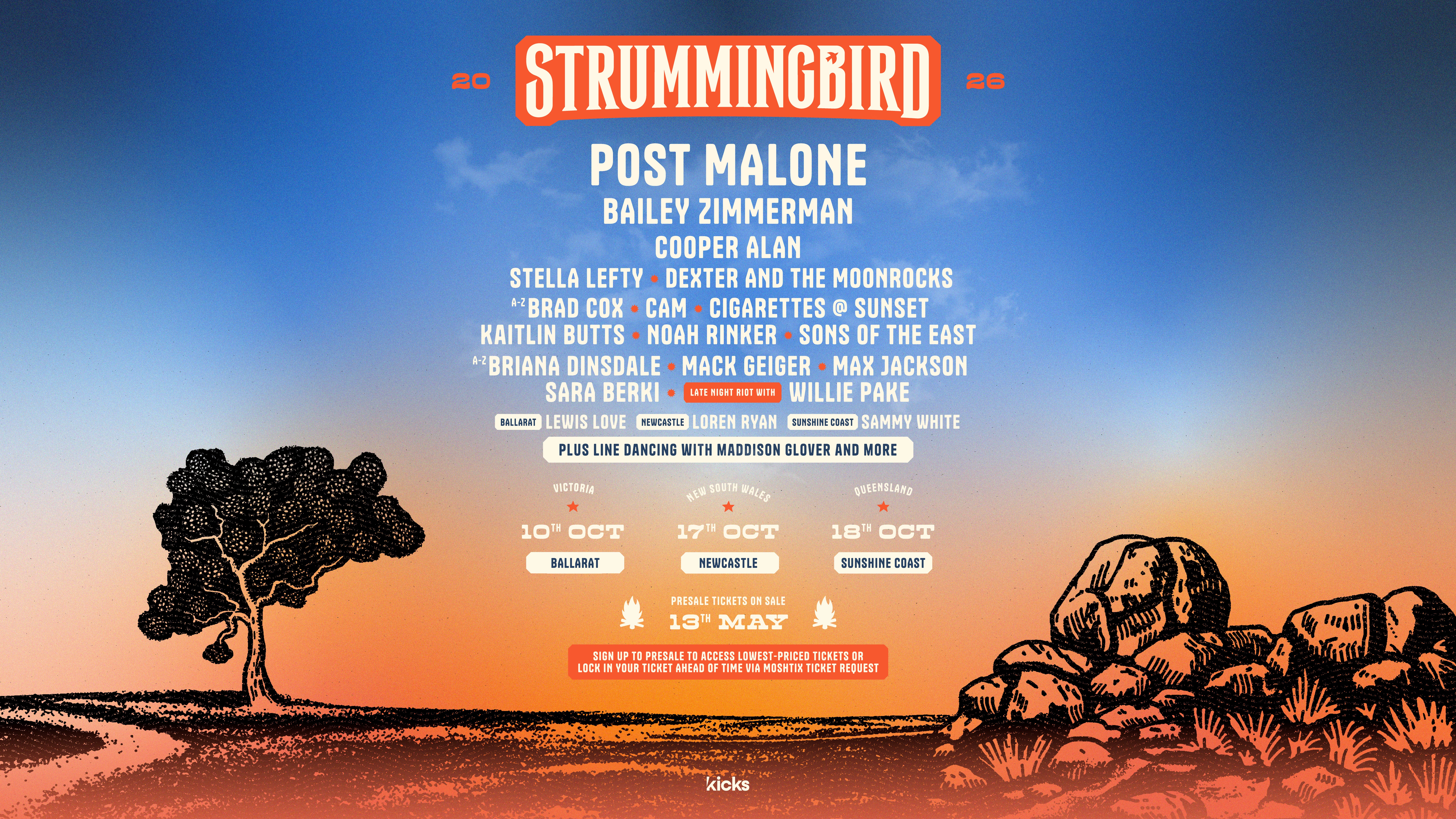 Country Festival Strummingbird Returns In 2026 With Post Malone, Bailey Zimmerman & More!
