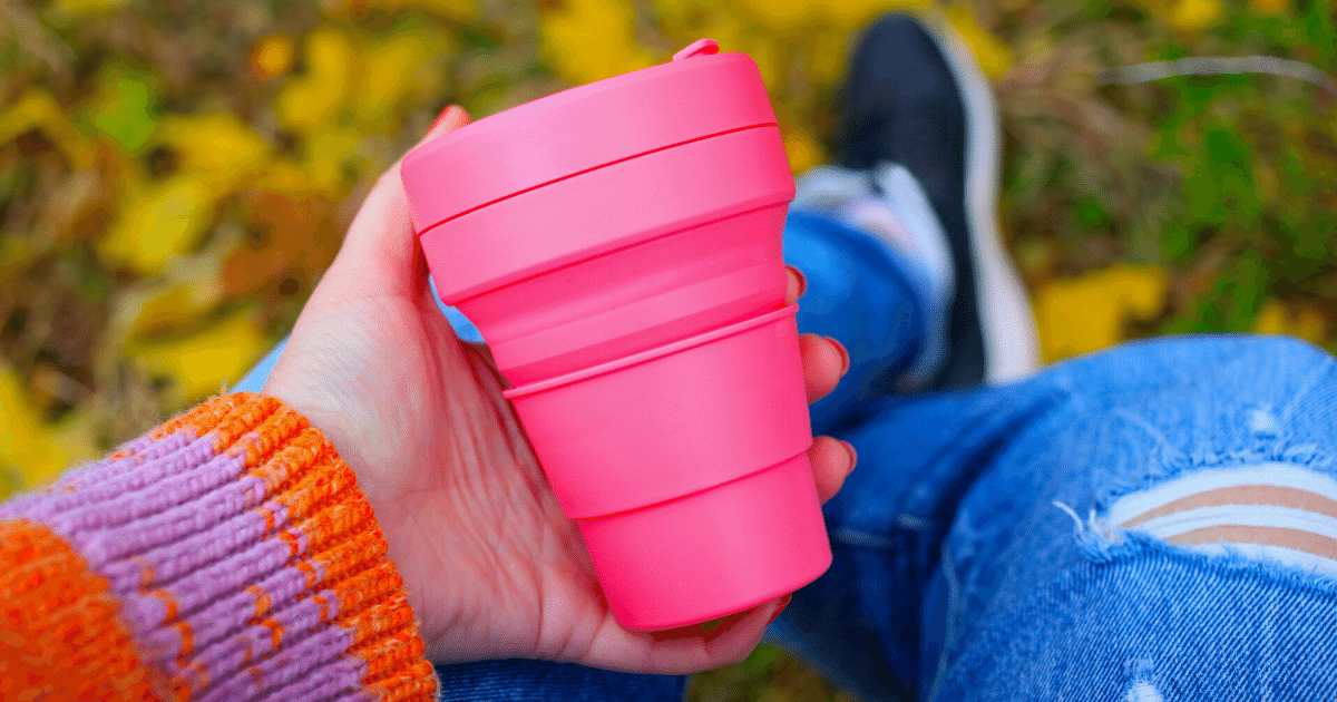 Reusable coffee cup to keep your coffee nice and warm at the festival