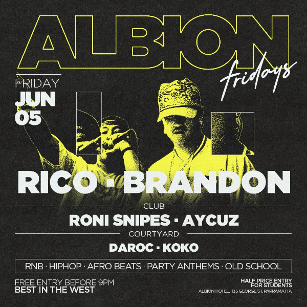 Albion Fridays ft. Rico & Brandon live at The Albion Hotel - Concert poster