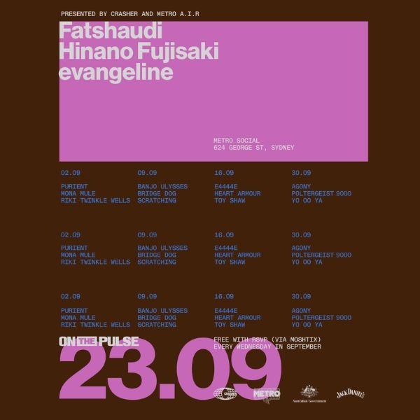 METRO A.I.R X CRASHER: ON THE PULSE | EVANGELINE, HINANO FUJISAKI & FATSHAUDI live at Metro Social - Concert poster