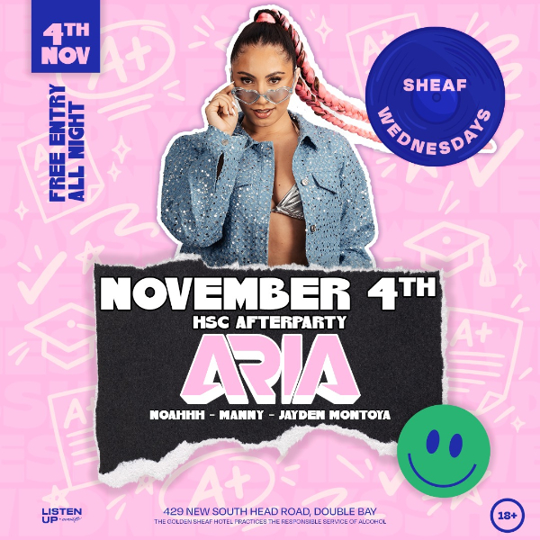 Sheaf Wednesdays | HSC AFTERPARTY 'w' ARIA live at The Golden Sheaf - Concert poster