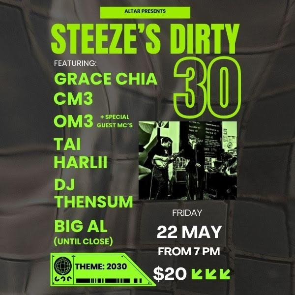 STEEZE'S DIRTY 30 live at Altar Bar - Concert poster