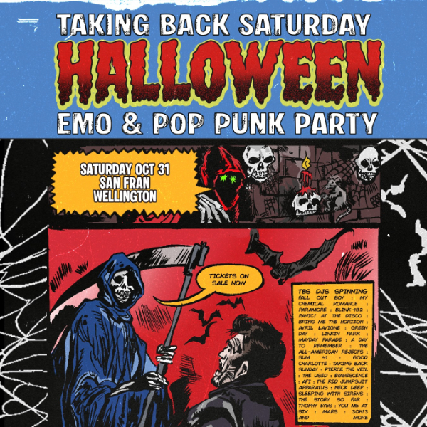 Taking Back Saturday Halloween: Emo & Pop Punk Party - Wellington live at San Fran - Concert poster