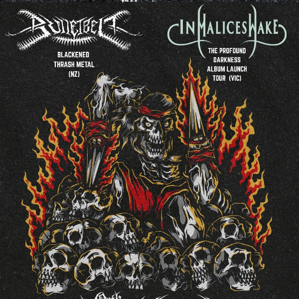 Double the Darkness: Bulletbelt (NZ) & In Malice's Wake (VIC) live at The Ed Castle - Concert poster