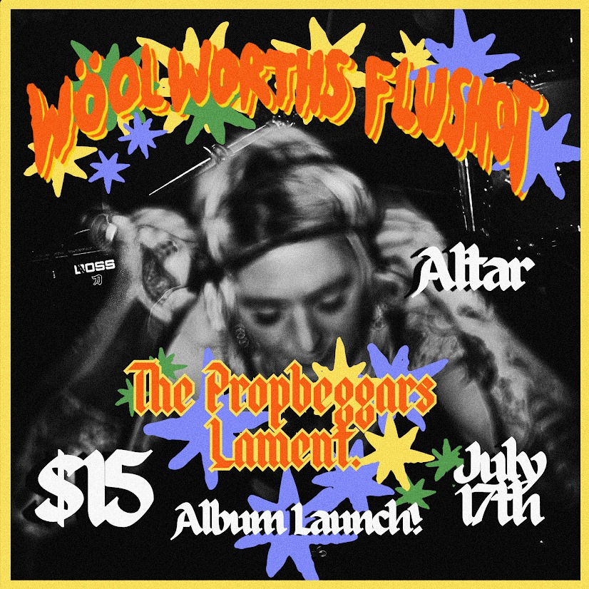 Wöølworths\\Flushot Album Release—with CRAB, In Lieu & Double Happiness live at Altar Bar - Concert poster