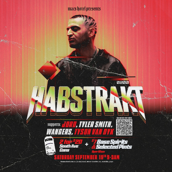 Macs Hotel presents Habstrakt - Saturday September 19 live at Macs Hotel - Concert poster
