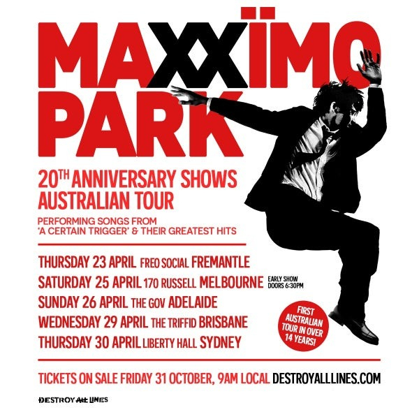 Maximo Park live at Touring Nationally - QLD, NSW, VIC, WA in  on April 23, 2026 - Concert poster