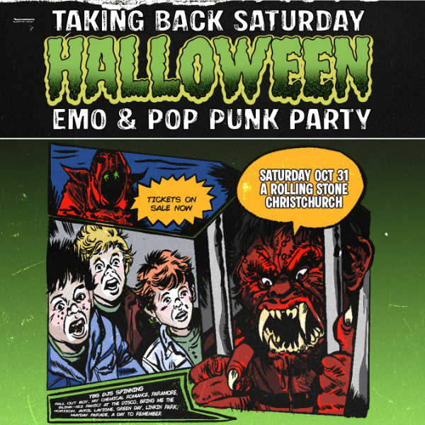 Taking Back Saturday Halloween: Emo & Pop Punk Party - Christchurch live at A Rolling Stone - Concert poster