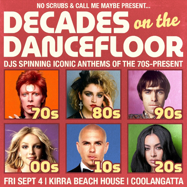 Decades on the Dancefloor - Coolangatta live at Kirra Beach House - Concert poster