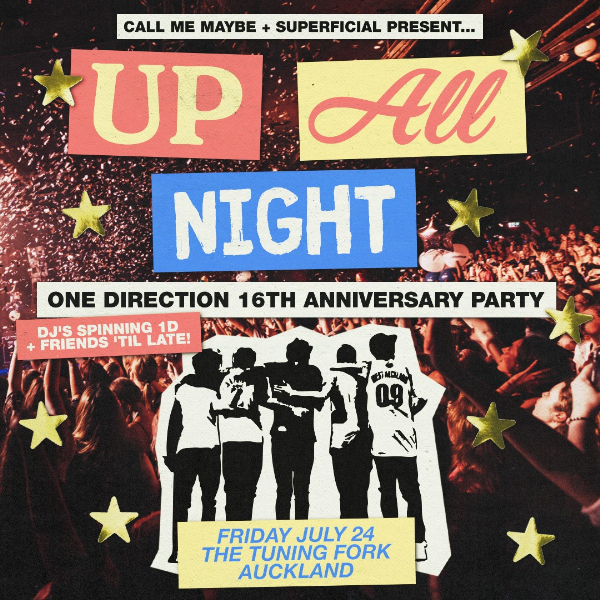 Up All Night: One Direction 16th Anniversary Party - Auckland live at The Tuning Fork - Concert poster