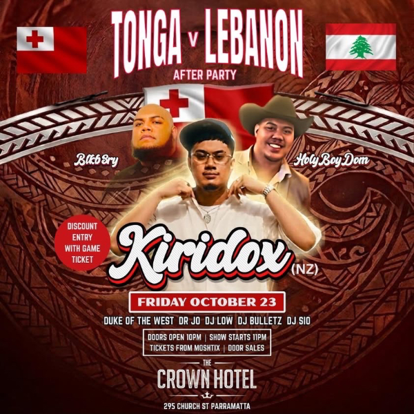 TONGA v LEBANON AFTER PARTY live at The Crown Hotel Parramatta - Concert poster