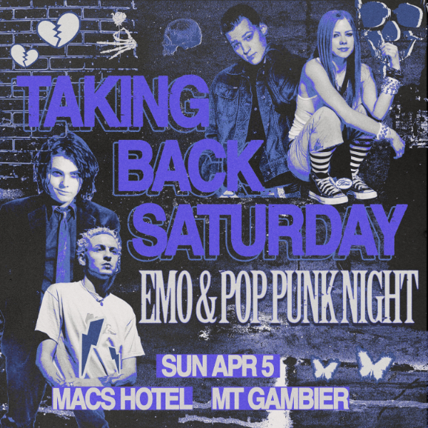 Taking Back Saturday - Mt Gambier live at Macs Hotel in Mount Gambier on April 05, 2026 - Concert poster