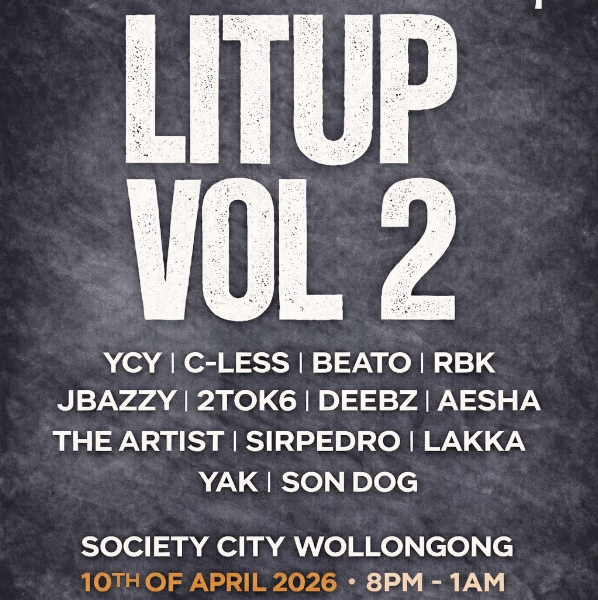 LITUP Presents: VOL 2 live at Society City Wollongong in Wollongong on April 10, 2026 - Concert poster