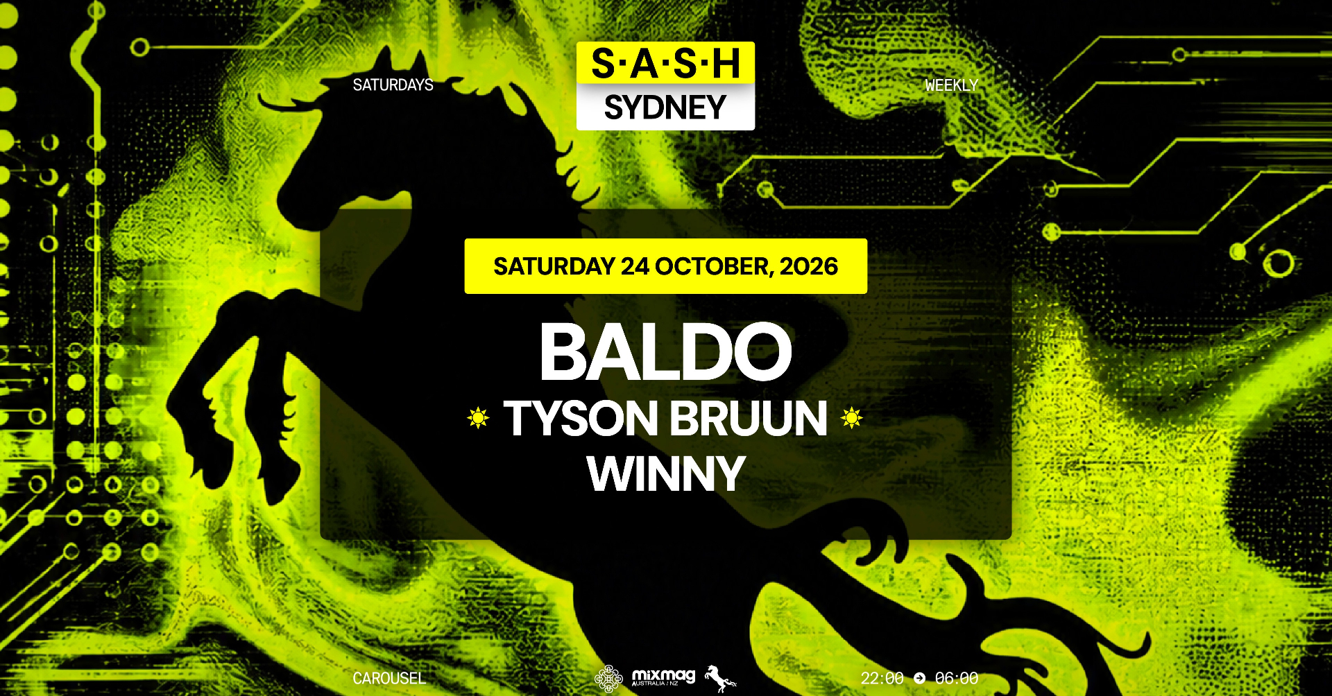 ★ S.A.S.H Sydney ★ Baldo ★ Saturday 24th October ★ live at Waywards Ballroom - Concert poster