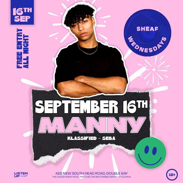 Sheaf Wednesdays | SEPTEMBER 16th 'w' MANNY live at The Golden Sheaf - Concert poster