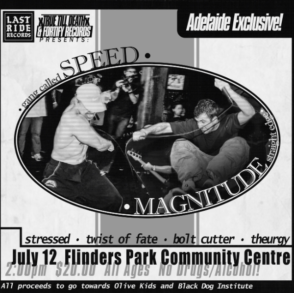 Speed x Magnitude ADL charity show live at Flinders Park Community Hall - Concert poster