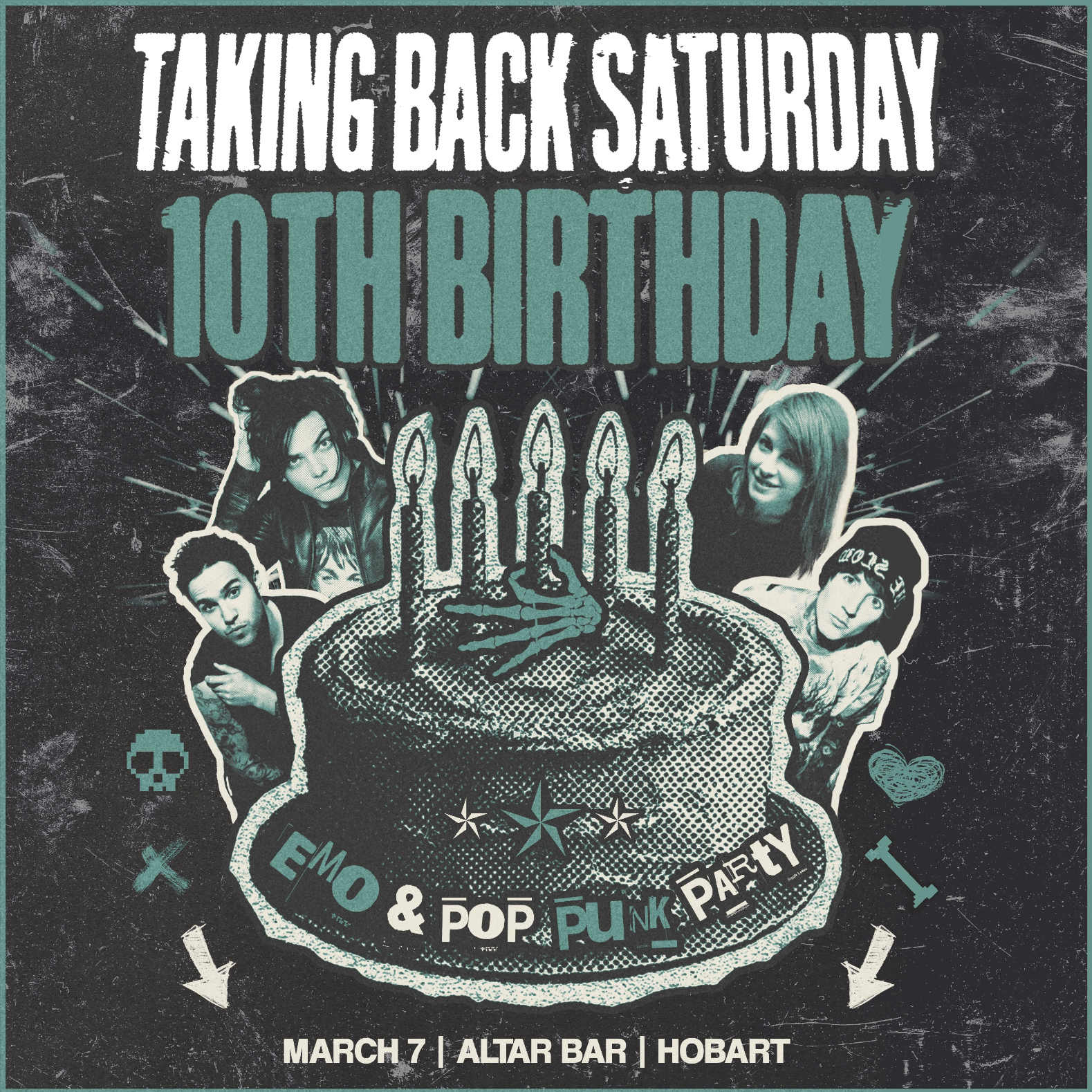 Taking Back Saturday 10th Bday - Hobart live at Altar Bar in Hobart on March 07, 2026 - Concert poster