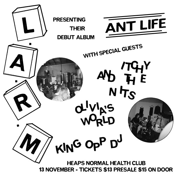 L.A.R.M "Ant Life" Album and Vinyl Launch live at Heaps Normal Health Club - Concert poster
