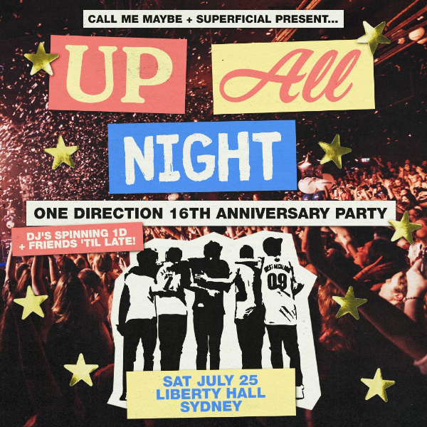Up All Night: One Direction 16th Anniversary Party - Sydney live at Liberty Hall - Concert poster