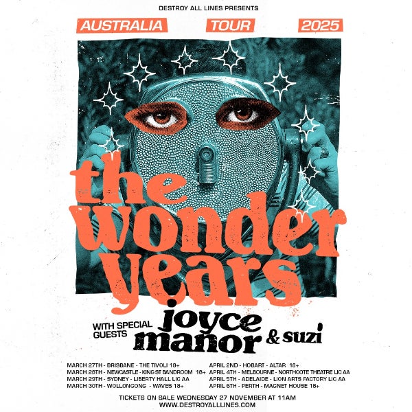 The Wonder Years (USA) Australian Tour 2025—with special guests Joyce Manor (USA) + Suzi