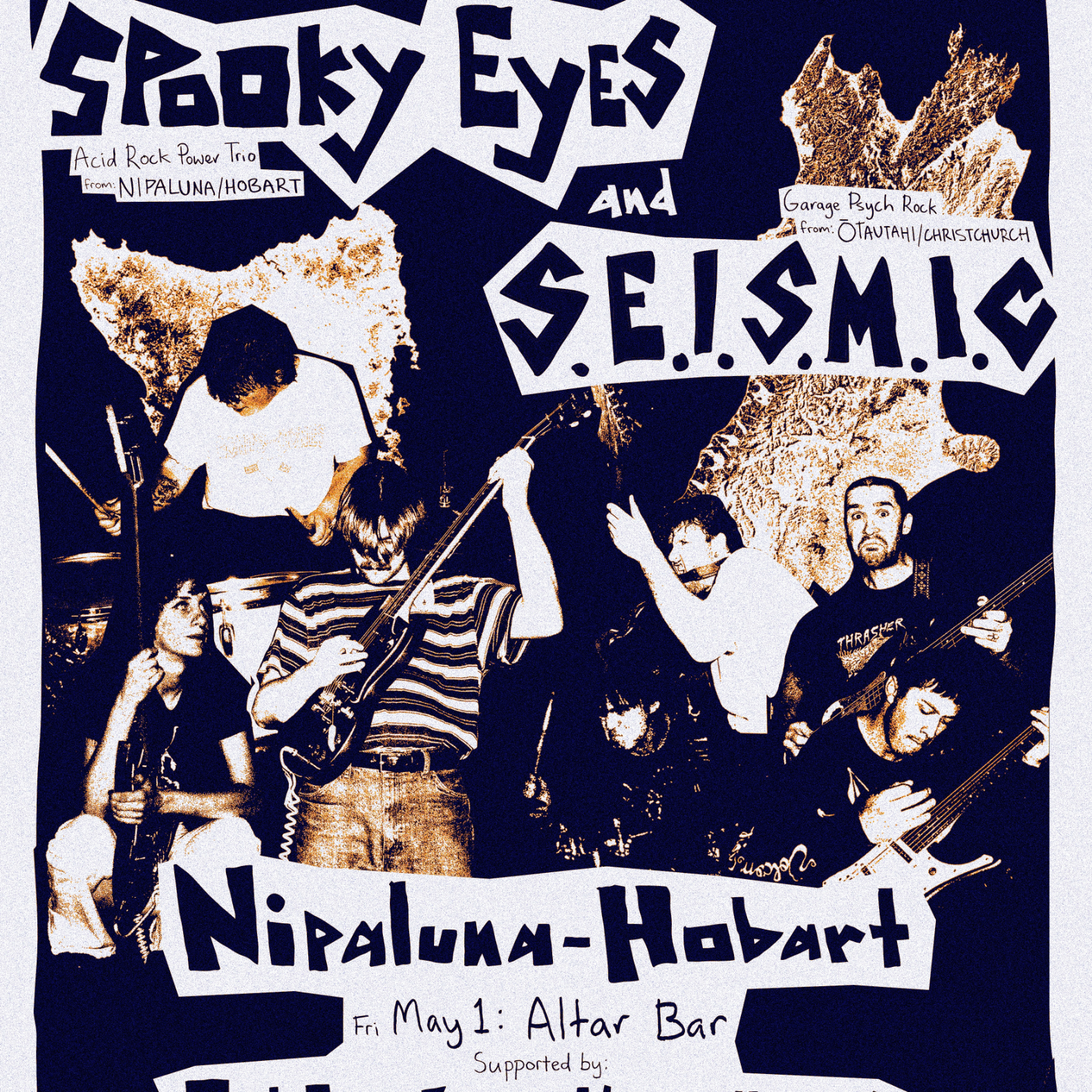 S.E.I.S.M.I.C (NZ) + Spooky Eyes - Double Headliner live at Altar Bar in Hobart on May 01, 2026 - Concert poster
