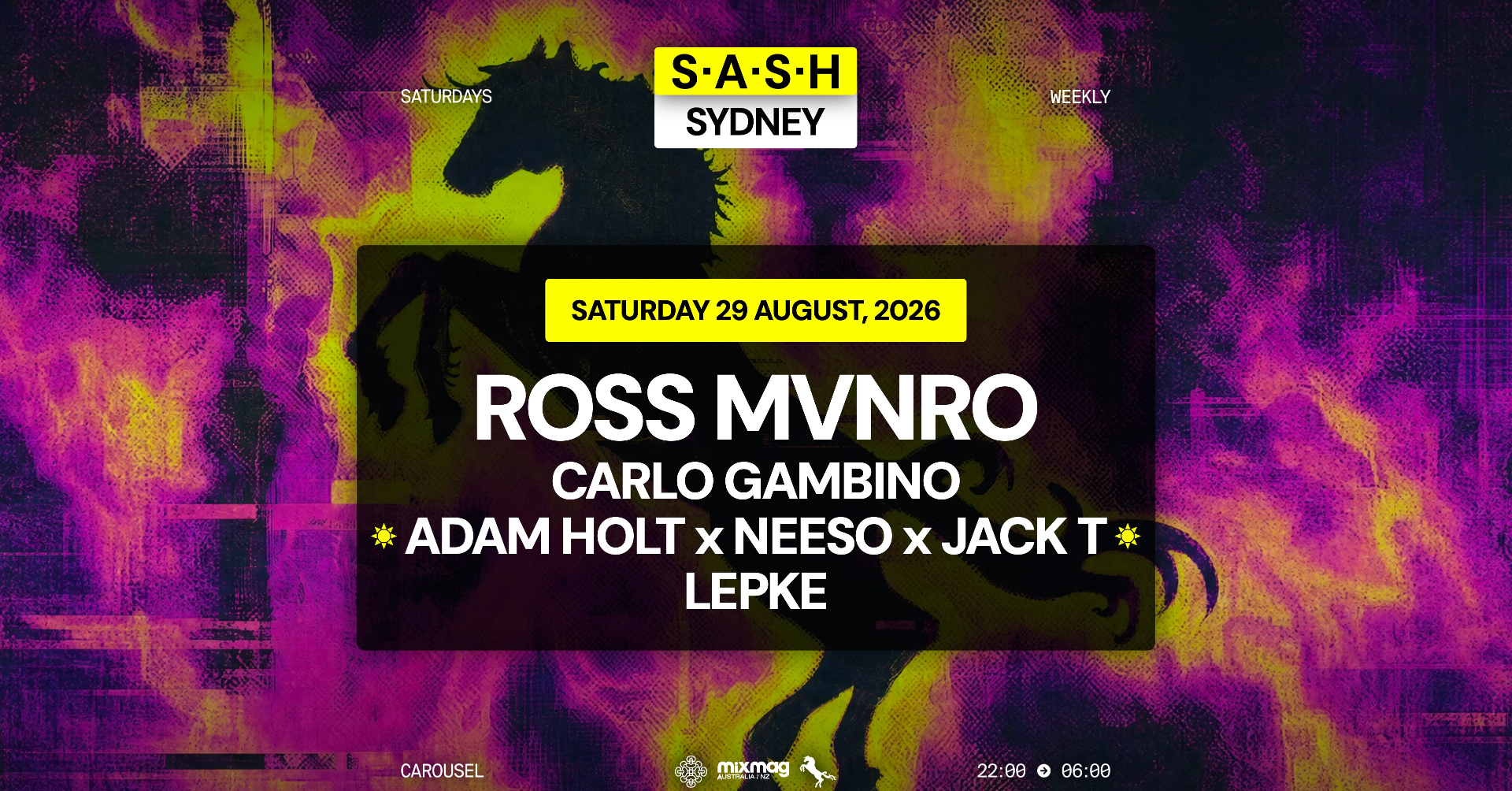 ★ S.A.S.H Sydney ★ Ross Mvnro ★ Saturday 29th August ★ live at Waywards Ballroom - Concert poster