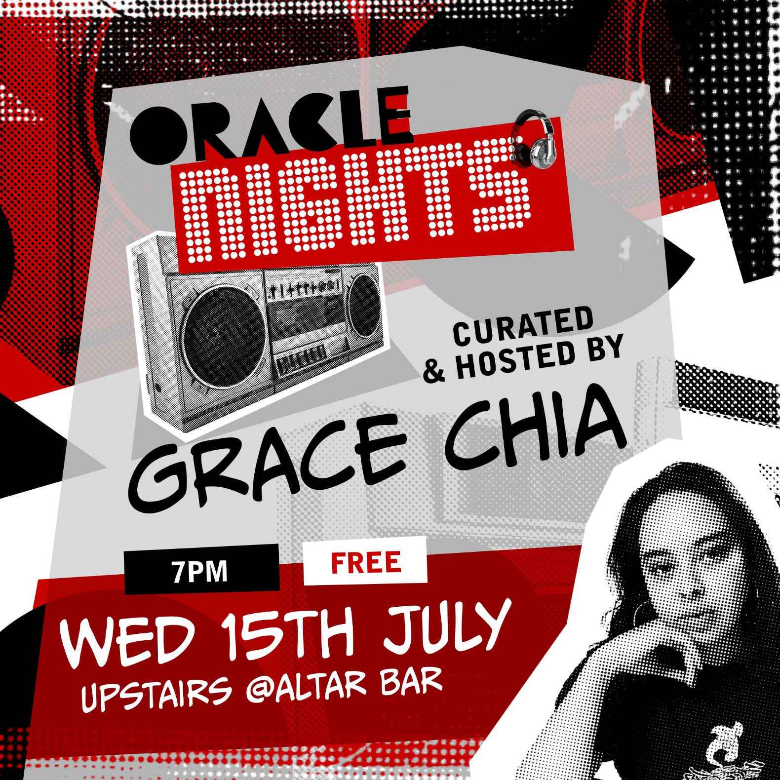 Oracle Nights curated by Grace Chia live at Altar Bar - Concert poster