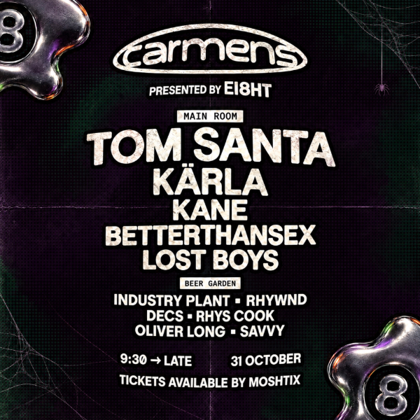Carmen's x EI8HT Halloween live at Miranda Hotel - Concert poster