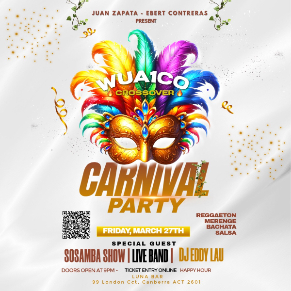 WUA1CO CROSSOVER CARNIVAL live at Luna Bar in Canberra City on March 27, 2026 - Concert poster