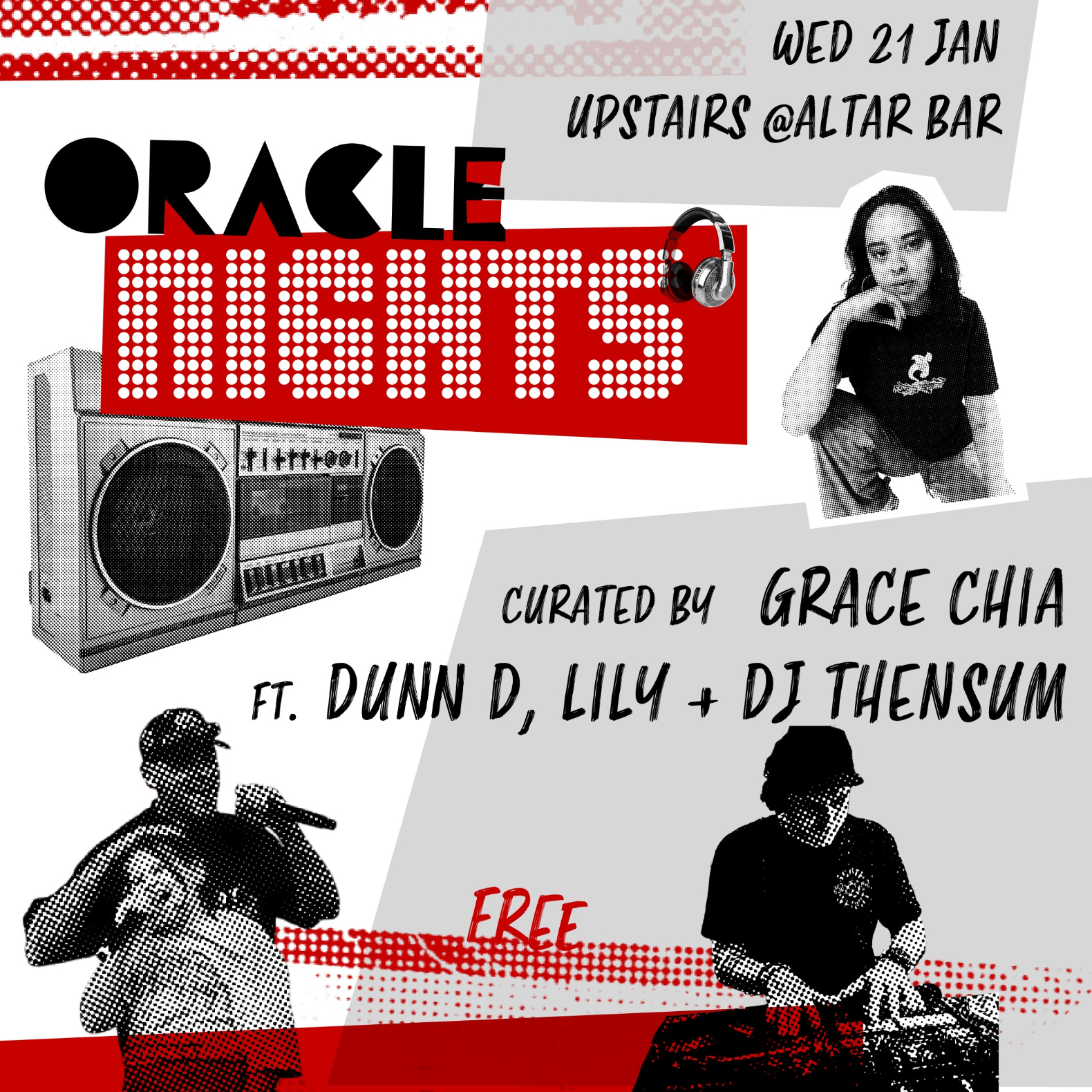 Oracle Nights ft. Dunn D, ***Lily + DJ Thensum, curated by Grace Chia poster