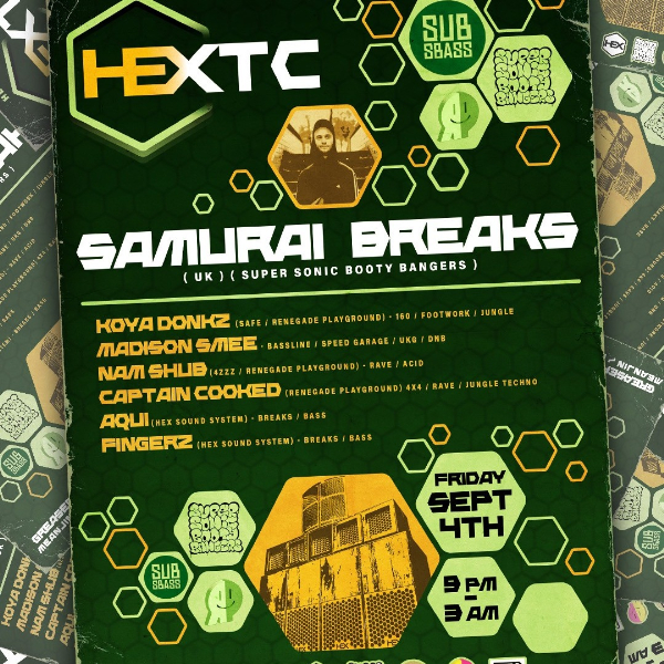 SAMURAI BREAKS (UK / Super Sonic Booty Bangers) // BRISBANE live at Greaser Bar - Concert poster