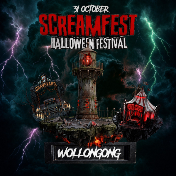 SCREAMFEST Wollongong - Halloween Festival live at University of Wollongong - Concert poster