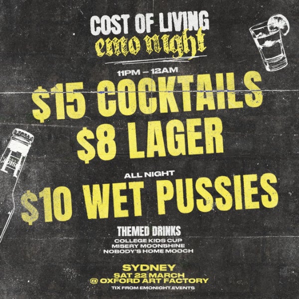 COST OF LIVING EMO NIGHT #2 - 7TH MARCH - SYDNEY 2025