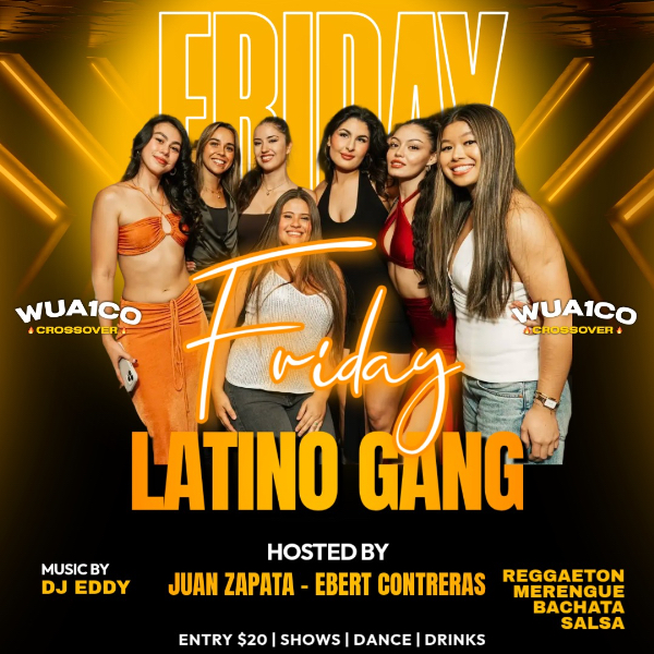 WUA1CO CROSSOVER LATIN PARTY live at Luna Bar - Concert poster