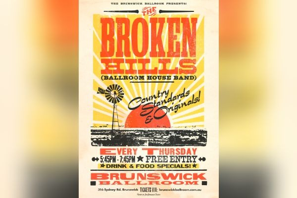 ''THE BROKEN HILLS' Brunswick Ballroom House band: Country standards & originals'