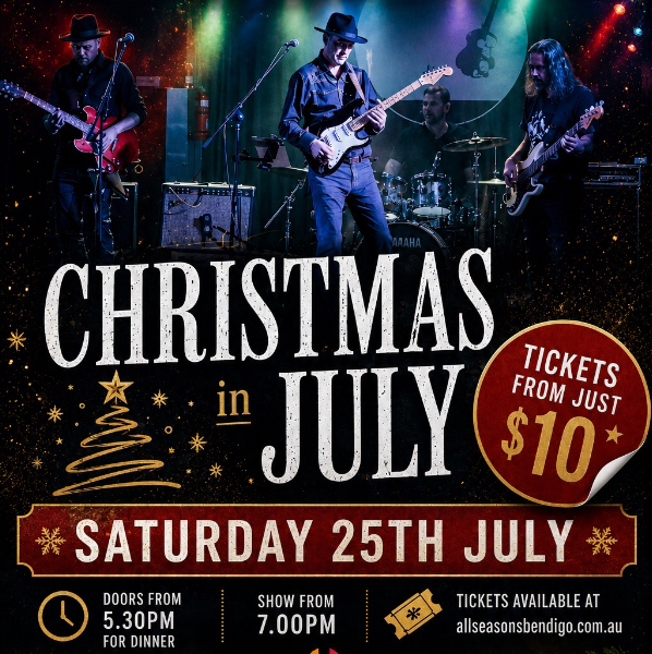 Christmas in July featuring: Harlem live at All Seasons Resort Hotel Bendigo - Concert poster