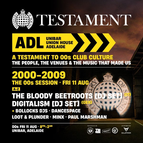 Ministry of Sound Testament Adelaide. A testament to 00s Club Culture