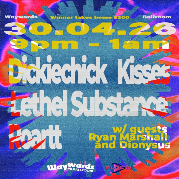 Plug In live at Waywards Ballroom in Newtown on April 30, 2026 - Concert poster