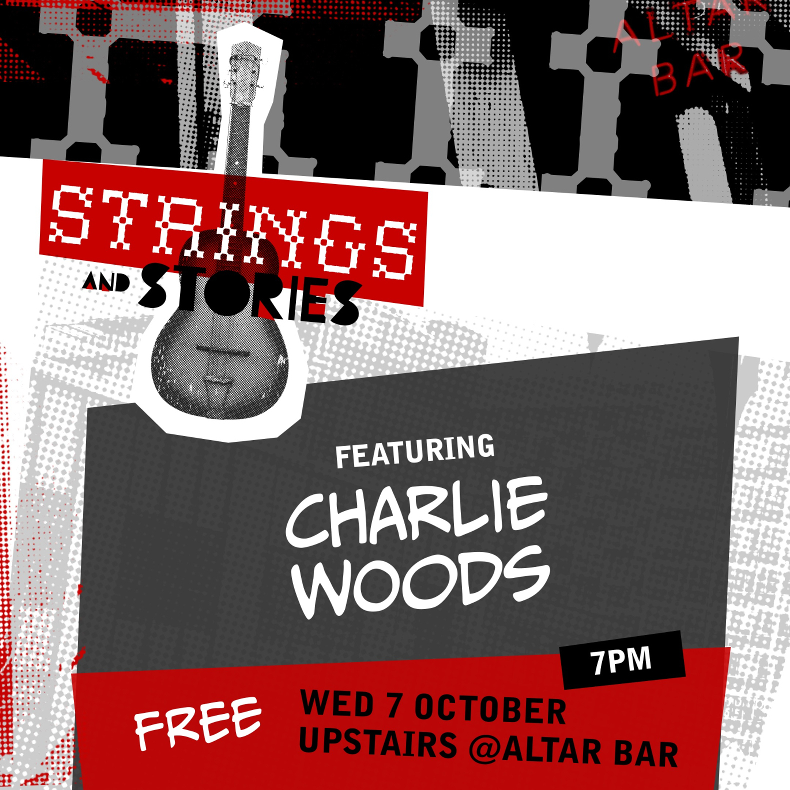 Strings & Stories ft. Charlie Woods live at Altar Bar - Concert poster