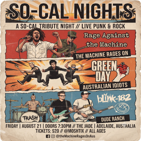 So-Cal Nights - RATM/Green Day/Blink-182 Tribute live at THE JADE - Concert poster