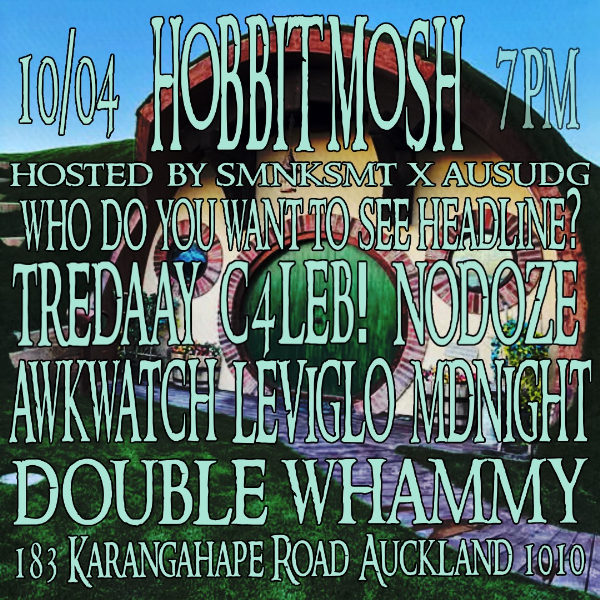 Hobbit Mosh live at Double Whammy in Auckland CBD on April 10, 2026 - Concert poster