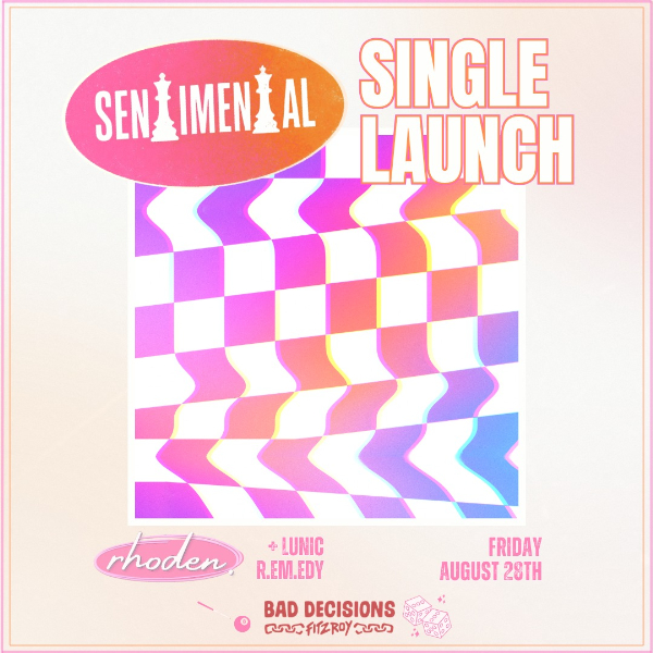 rhoden. - “SENTIMENTAL” Single Launch live at Bad Decisions Bar - Concert poster