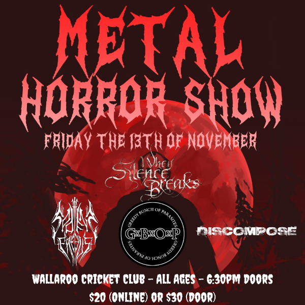 Wallaroo Metal Horror Show live at Wallaroo Cricket Club - Concert poster