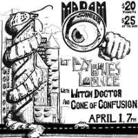 Madam Sandler + Witch Doctor + Cone of Confusion live at Lazybones Lounge Restaurant & Bar in Marrickville on April 01, 2026 - Concert poster