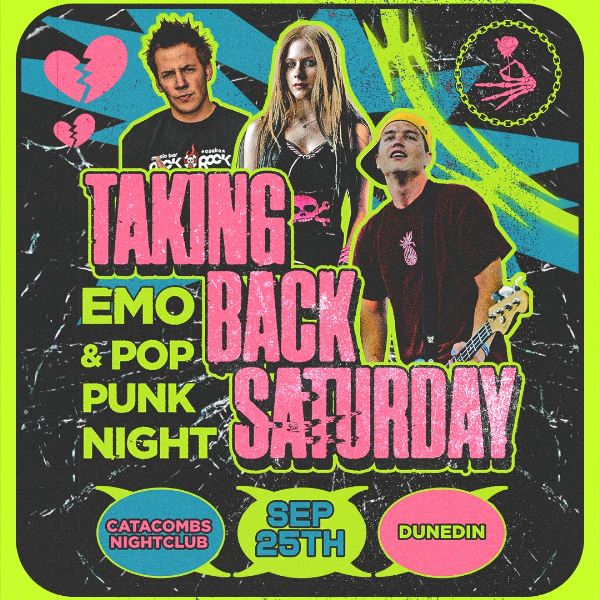 TAKING BACK SATURDAY: Emo & Pop Punk Night - Dunedin live at Catacombs - Concert poster