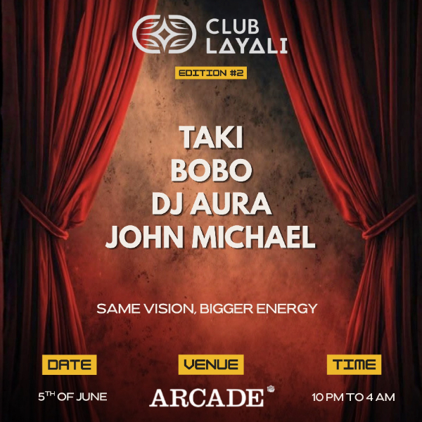 Club Layali live at Arcade Bar & Club - Concert poster