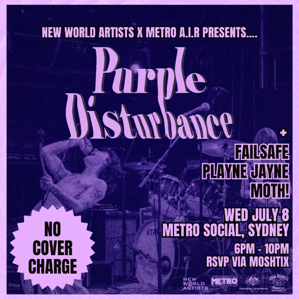 Purple Disturbance w/ FAILSAFE // Playne Jayne // Moth! live at Metro Social - Concert poster