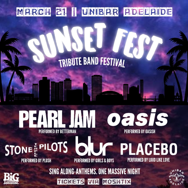 SUNSET FEST (All Ages) live at UniBar Adelaide in Adelaide on March 21, 2026 - Concert poster